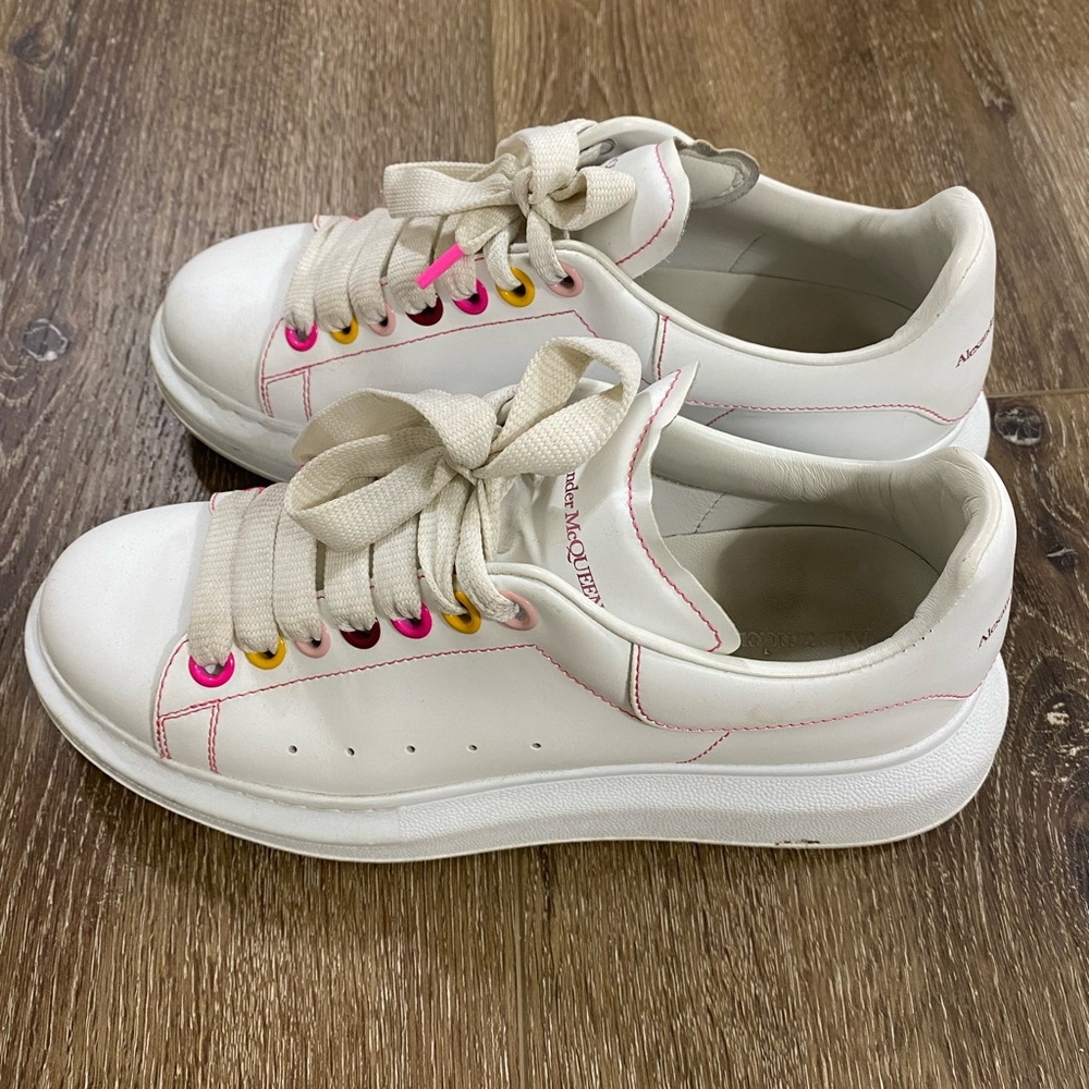 Alexander McQueen White Rainbow Eyelets Oversized Sneakers